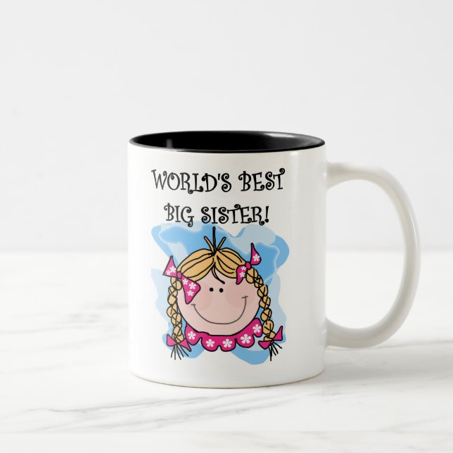 Blond Girl World's Best Big Sister Two-Tone Coffee Mug (Right)
