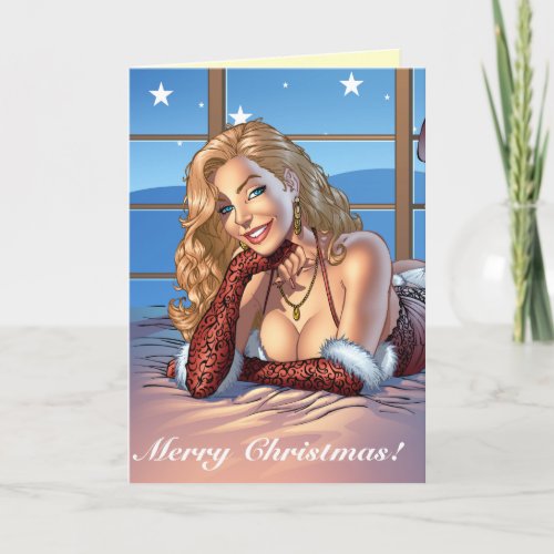 Blond Hair Blue Eyed Beauty Illustration _ Al Rio Holiday Card