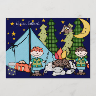 Blond Hair Boy Camping Birthday 5x7 Invitation