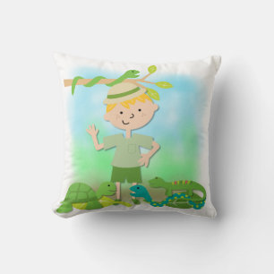Blond Hair Boy on Safari Pillow