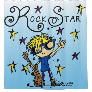 Blond Hair Boy Rock Star Music Shower Curtain