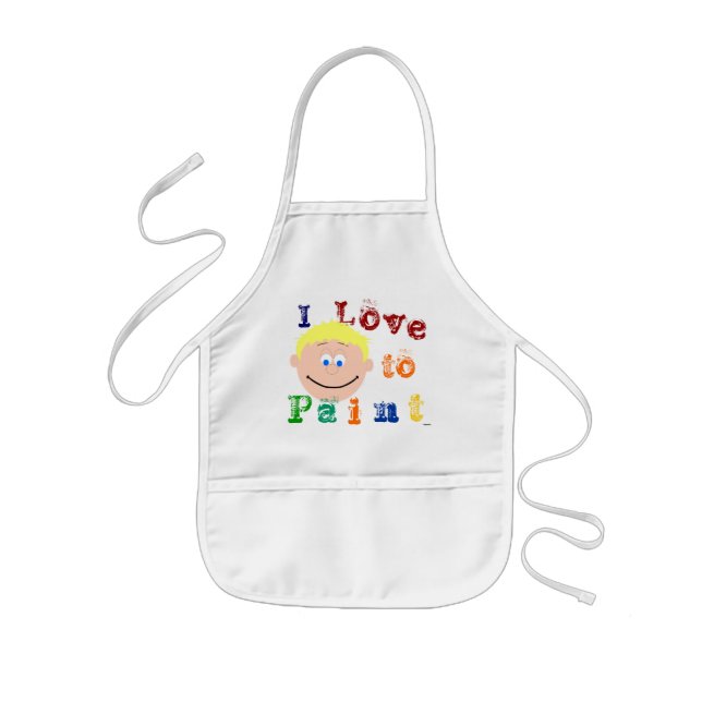 Blond Hair Boys Smiling Face Painting Apron (Front)