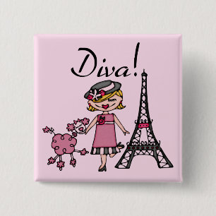 Blond Hair Diva Pinback Button