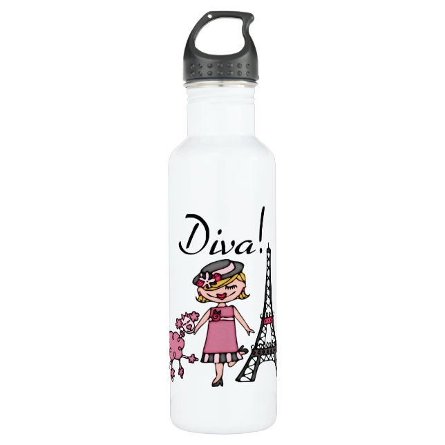 Blond Hair Diva Water Bottle (Front)