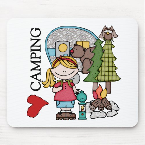 Blond Hair Girl I Love Camping Mouse Pad