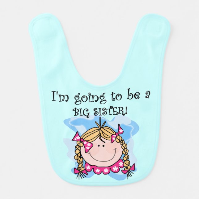 Blond Hair Going to be a Big Sister Bib (Front)