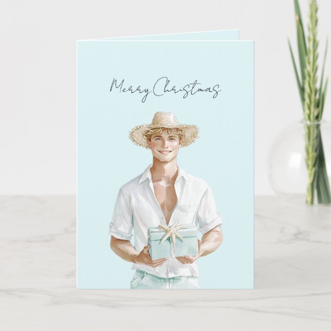 Blond Hair Man Christmas   Card (Front)