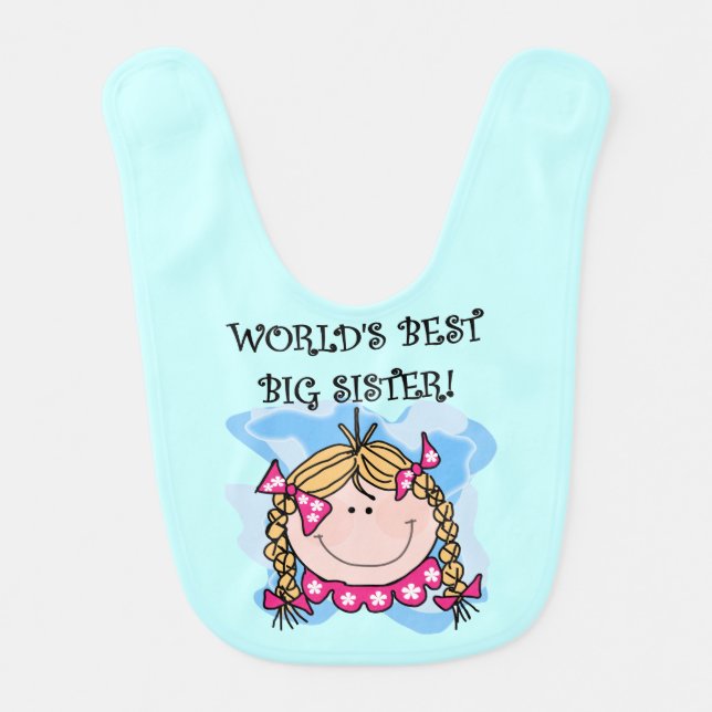 Blond Hair World's Best Big Sister Bib (Front)