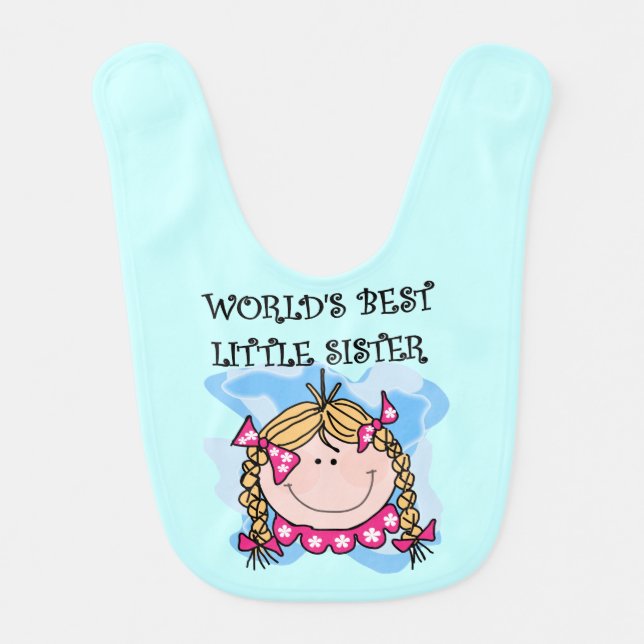 Blond Hair World's Best Little Sister Bib (Front)