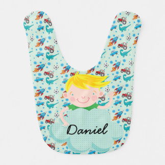 Blond Haired Boy Personalized Bib
