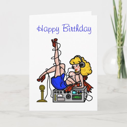 Blond Ham Radio Pinup Girl Birthday Card