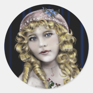 Blond Head  Victorian Girl Classic Round Sticker