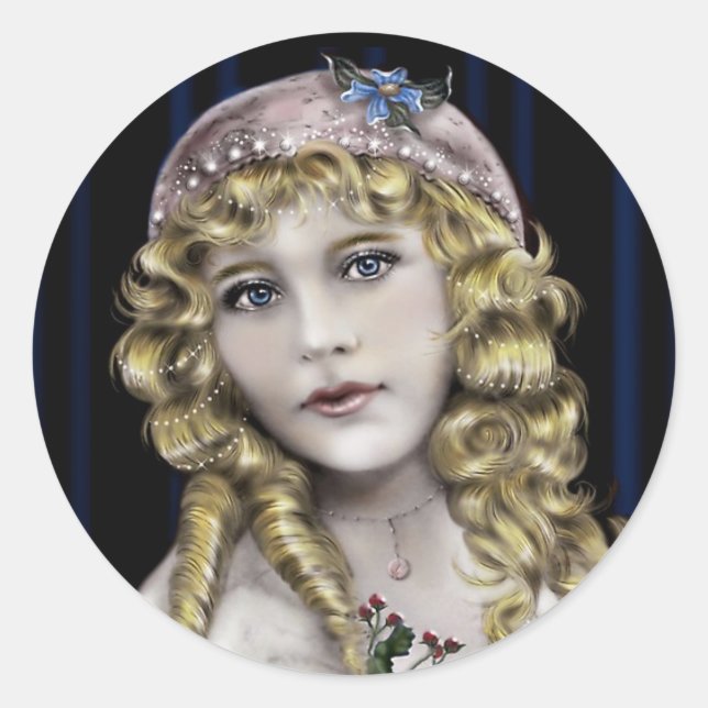 Blond Head  Victorian Girl Classic Round Sticker (Front)
