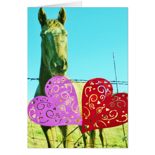 Blond horse and Pink and Red Hearts (Front)
