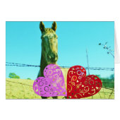 Blond horse and Pink and Red Hearts (Front Horizontal)