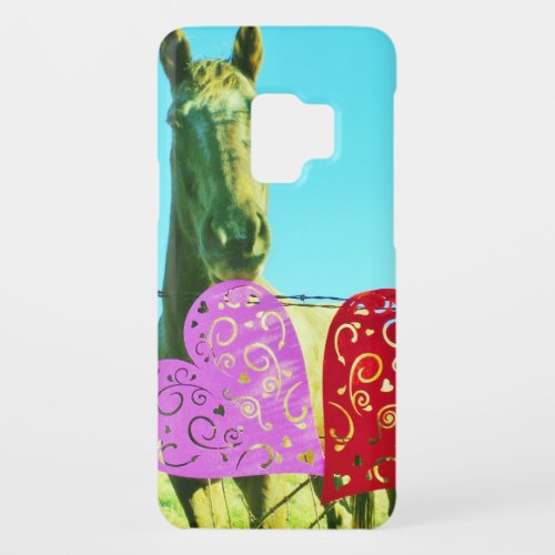 Blond horse and Pink and Red Hearts Case_Mate Samsung Galaxy S9 Case