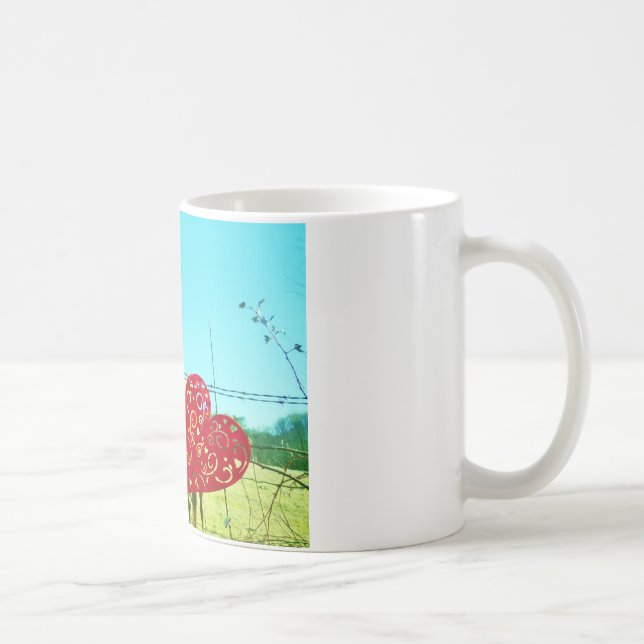 Blond horse and Pink and Red Hearts Coffee Mug (Right)