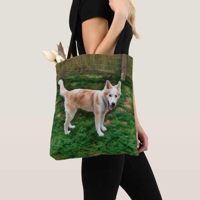 Blond Husky Girl Tote Bag (Close Up)