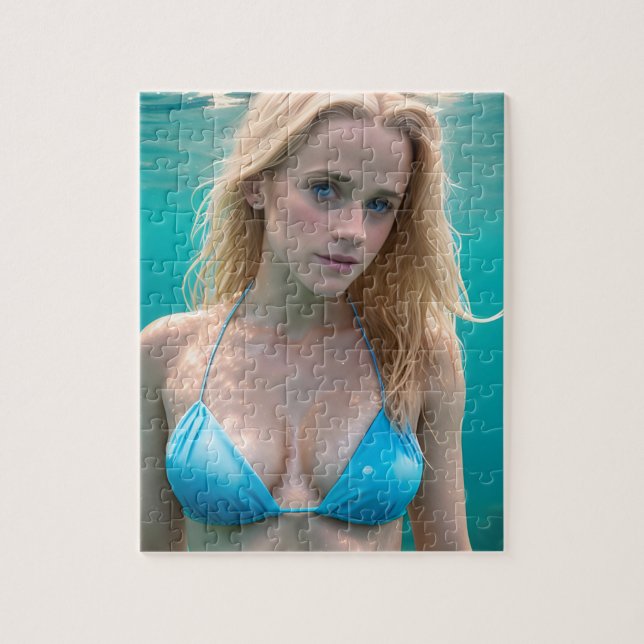 Blond in a Bikini Underwater Photo Jigsaw Puzzle (Vertical)