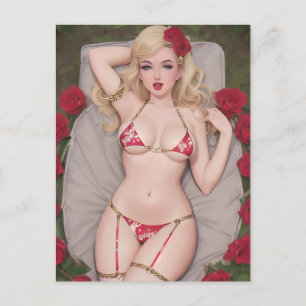 Blond in a Red Bikini Postcard