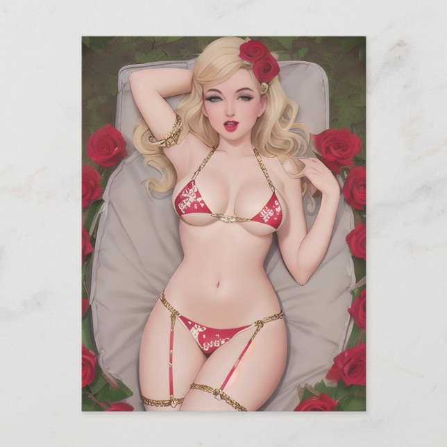Blond in a Red Bikini Postcard (Front)