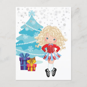 Blond Irish Dancer Winter Christmas Holiday Card