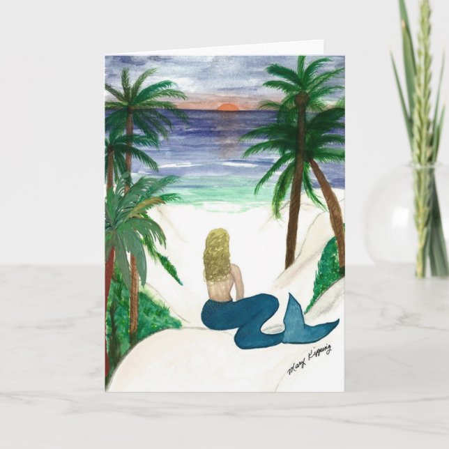 Blond Mermaid art greeting card (Front)