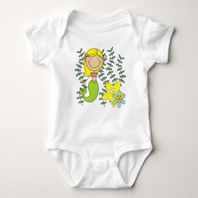 Blond Mermaid Baby Bodysuit (Front)