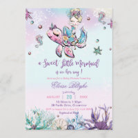 Blond Mermaid Baby Shower Under the Sea Baby Girl Invitation