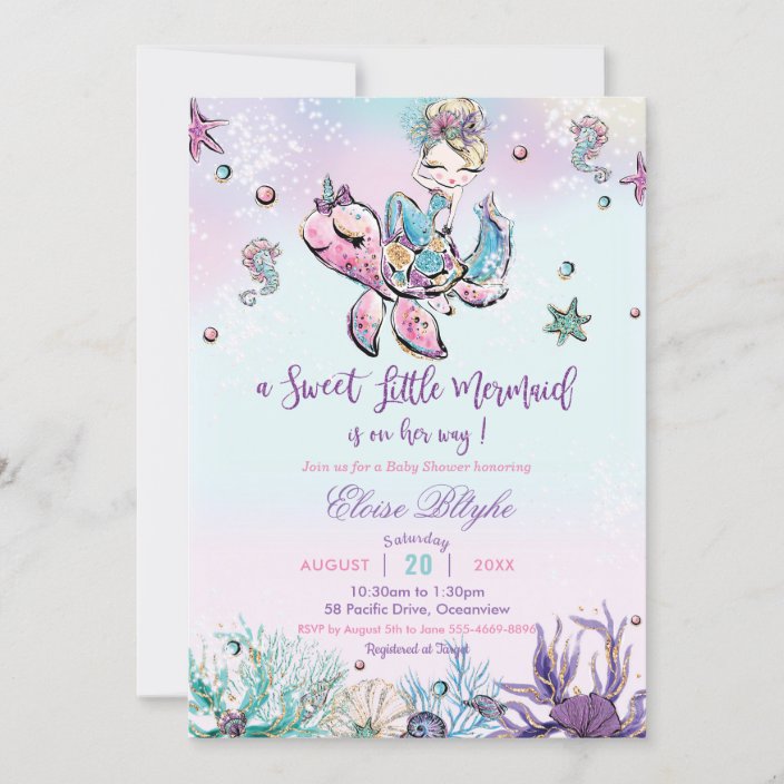 Blond Mermaid Baby Shower Under The Sea Baby Girl Invitation Zazzle Com