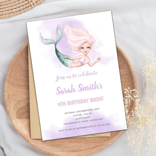 Blond Mermaid Birthday Invitations (Blond Mermaid Birthday Invitations)