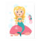 Blond mermaid cartoon girl with starfish seahorse