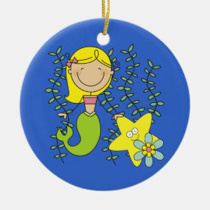 Blond Mermaid Ceramic Ornament