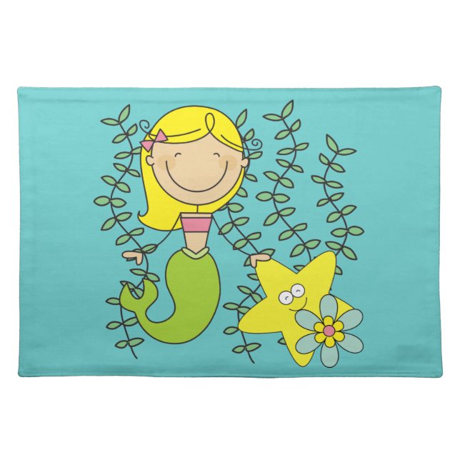 Blond Mermaid Cloth Placemat (Front)