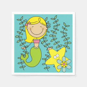 Blond Mermaid Paper Napkins