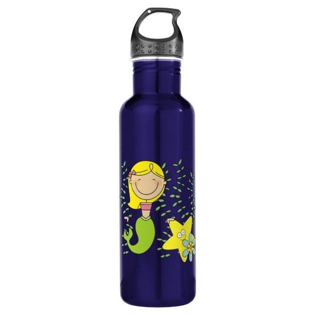 Blond Mermaid Stainless Steel Water Bottle (Front)