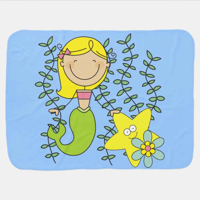 Blond Mermaid Swaddle Blanket (Horizontal)