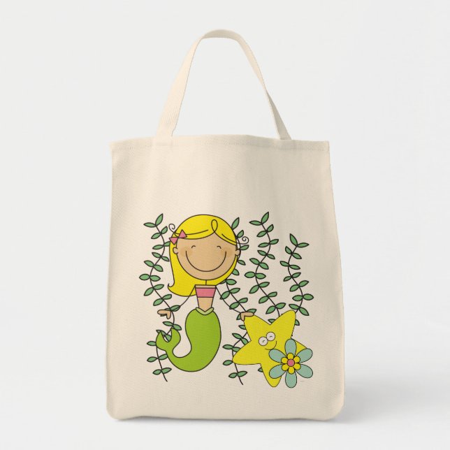 Blond Mermaid Tote Bag (Front)