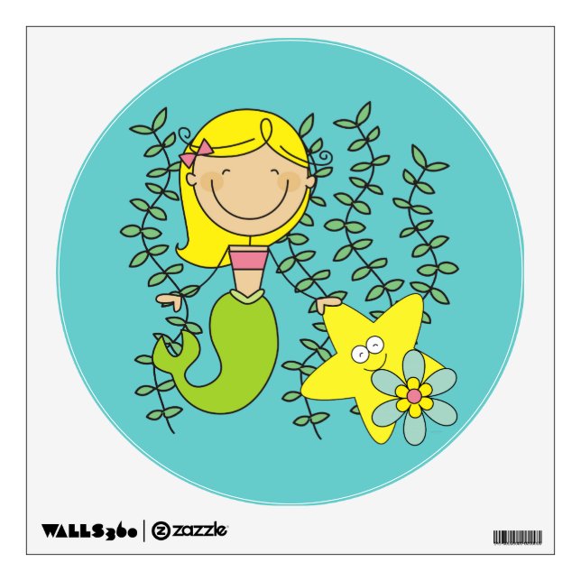 Blond Mermaid Wall Sticker (Front)