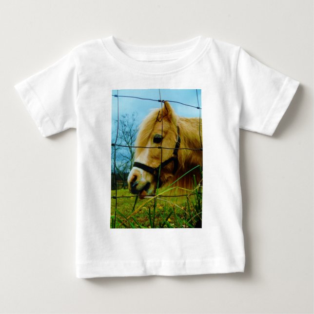 Blond Miniature Pony / Horse Blue Sky Baby T-Shirt (Front)