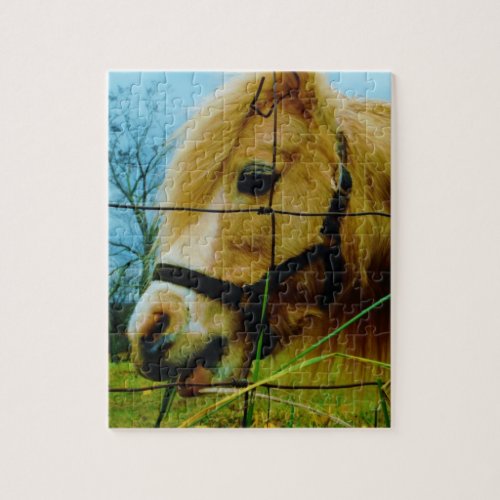 Blond Miniature Pony  Horse Blue Sky Jigsaw Puzzle