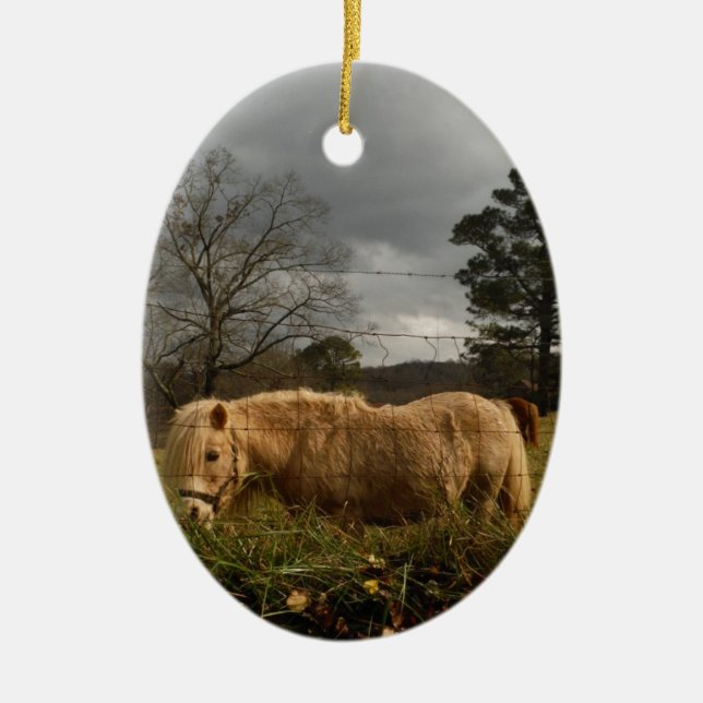 Blond Miniature Pony / Horse Ceramic Ornament (Front)