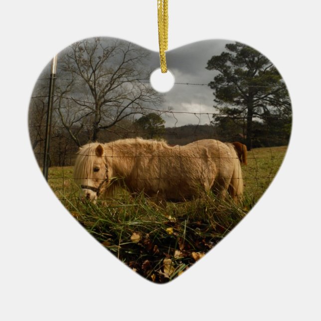 Blond Miniature Pony / Horse Ceramic Ornament (Front)