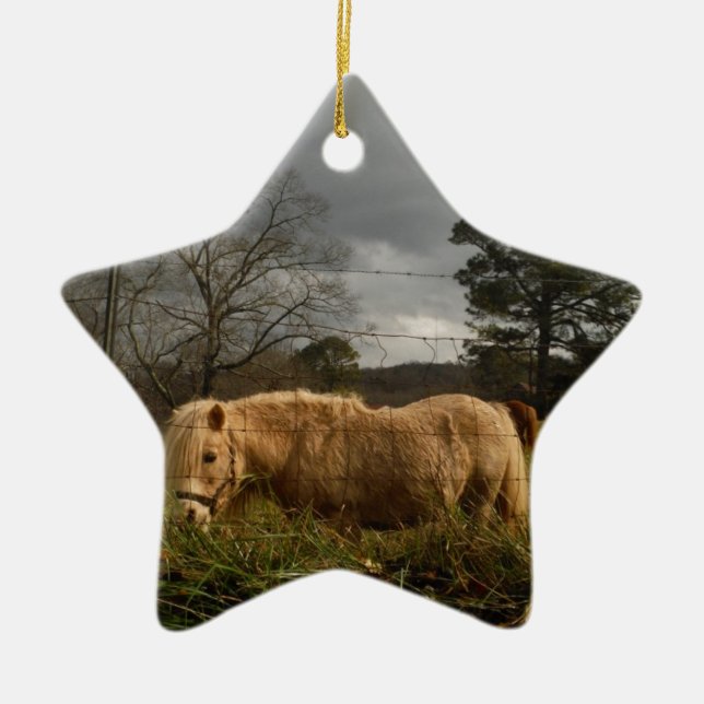 Blond Miniature Pony / Horse Ceramic Ornament (Front)