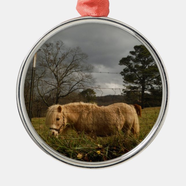 Blond Miniature Pony / Horse Metal Ornament (Front)