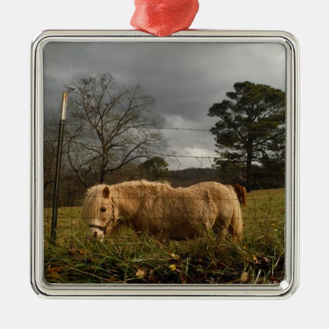 Blond Miniature Pony / Horse Metal Ornament (Front)