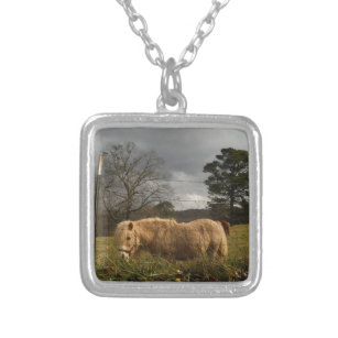 Blond Miniature Pony / Horse Silver Plated Necklace