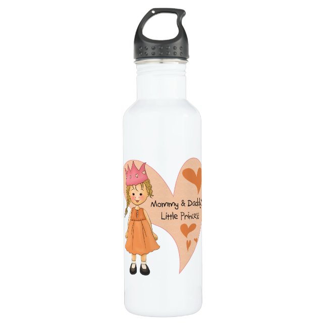 Blond Mommy and Daddy's Princess Stainless Steel Water Bottle (Front)
