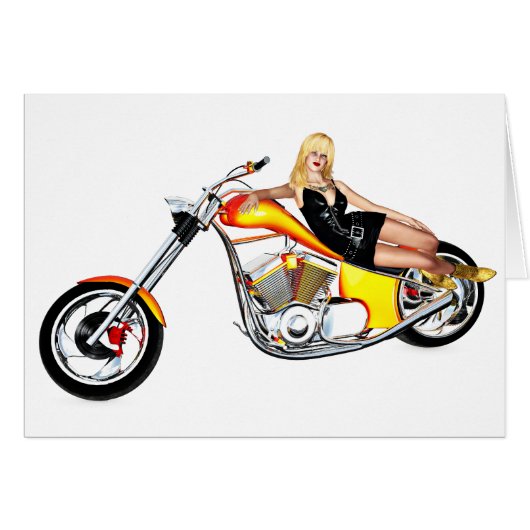 Blond on a chopper cards (Front Horizontal)