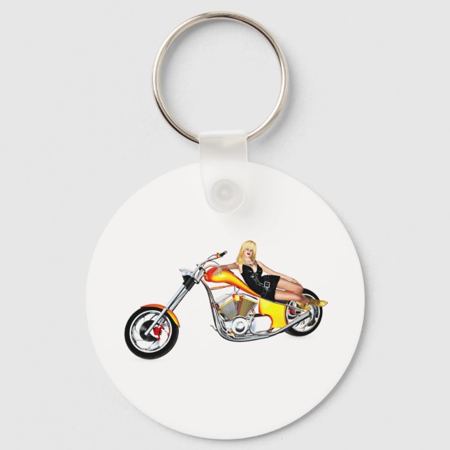 Blond on a chopper keychain (Front)